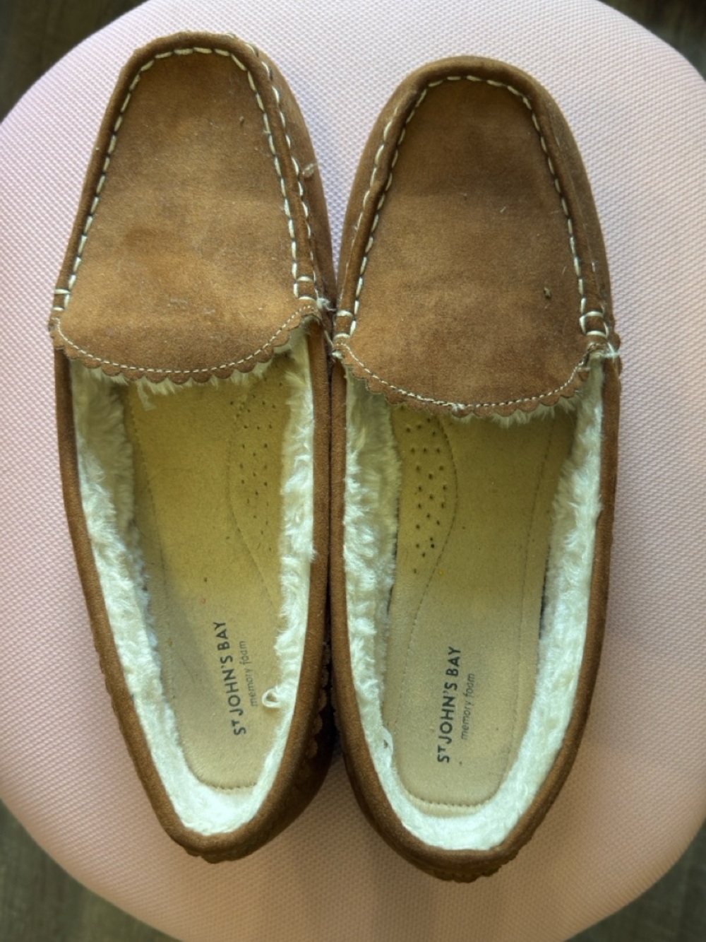 St. John's Bay Tan Suede Fleece-Lined Moccasins